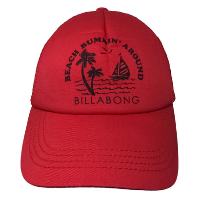 Billabong Beach Bummin' Around Snapback Trucker Hat Red One Size Mesh Back