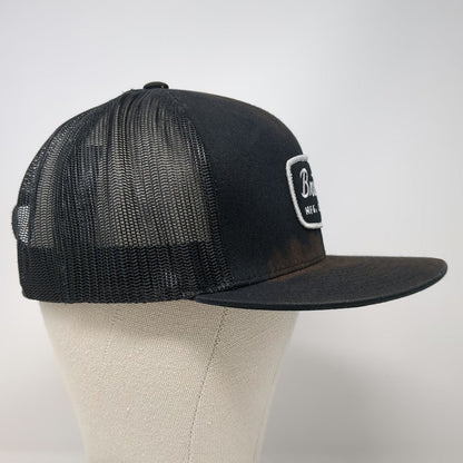Brixton Trucker Hat Black One Size Mesh Back Snapback Logo Patch Flat Brim Mfg