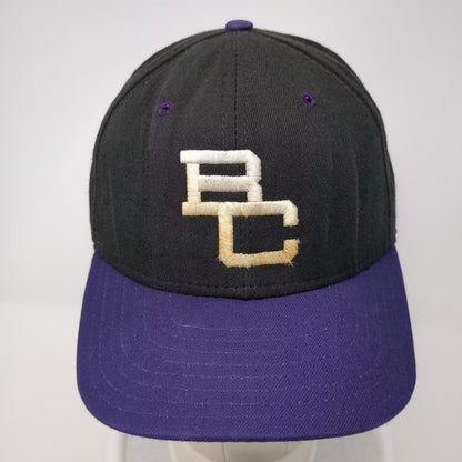 New Era Black Purple BC Interlocking Logo Fitted Cap Hat Size 7 1/8 Made in USA