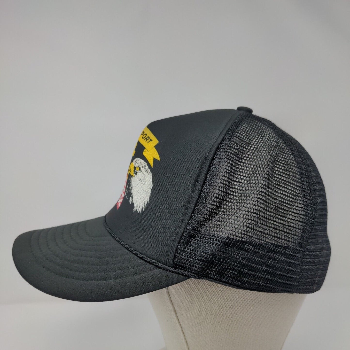 We Support Old Glory Snapback Rope Trucker Hat Black OSFA Mesh Back