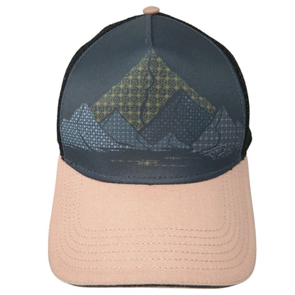 Mountains Snapback Mesh Back Trucker Hat Multi One Size Colorblock