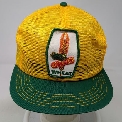 Trucker Hat Yellow Green DEKALB Wheat Agriculture Mesh Back Patch Vintage