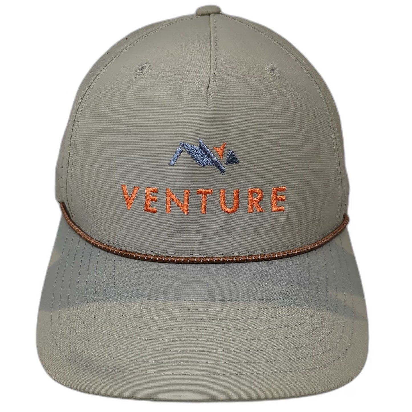 Richardson Trucker Hat Beige OSFM Venture Mountain Logo Rope Snapback Outdoors