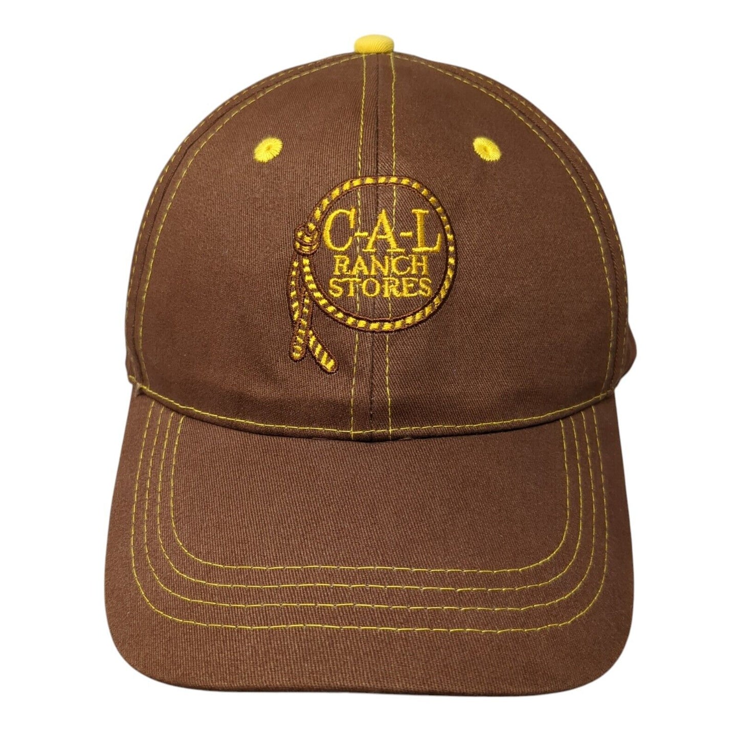 C-A-L Ranch Stores Strapback Hat Brown OSFA Adjustable Solid 6 Panel
