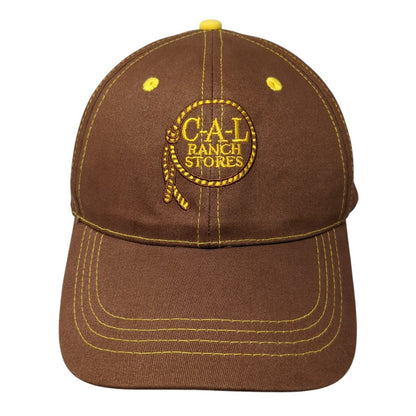 C-A-L Ranch Stores Strapback Hat Brown OSFA Adjustable Solid 6 Panel