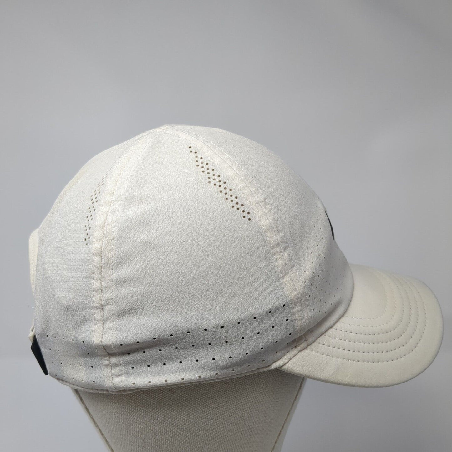 Nike Swoosh Strapback Hat White Cream One Size Laser Cut Heritage86