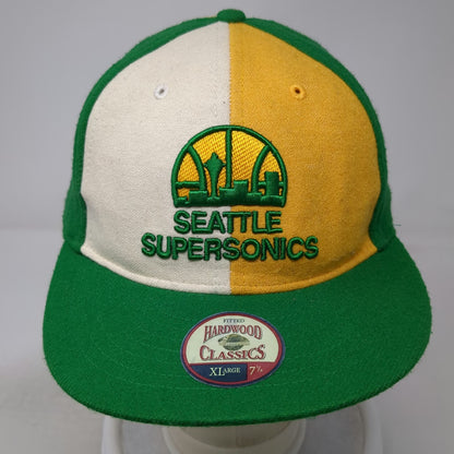 Seattle SuperSonics NBA Twins Enterprise Cap Green Yellow White 7 1/2 Fitted