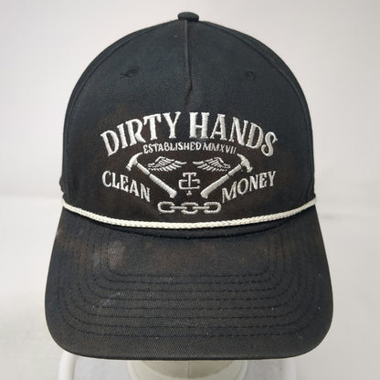 Troll Co. 5 Panel Black Hat One Size Dirty Hands Clean Money Snapback Rope Crown