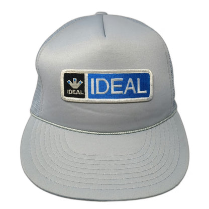 Ideal Trucker Hat Gray One Size Mesh Back Snapback Rope Detail Blue Patch Logo