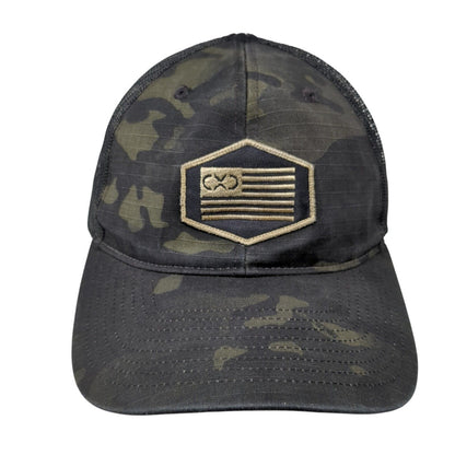 Richardson Snapback Mesh Back Trucker Hat Camo One Size Flag Patch