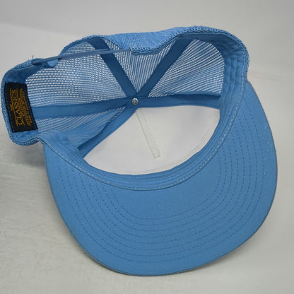 Yupoong Trucker Hat Blue White OSFM Keep Spills At Bay Prevention Mesh Snapback