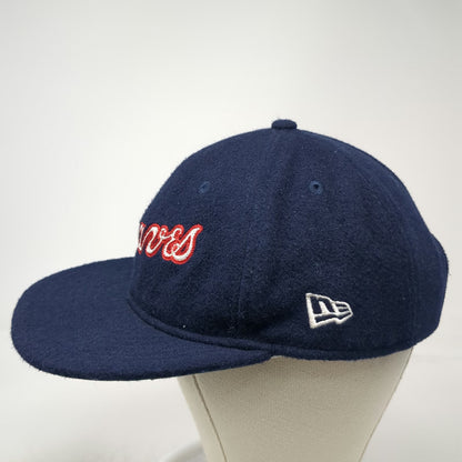 New Era Atlanta Braves MLB 9Fifty Cap Hat Blue One Size Flat Brim Wool Leather