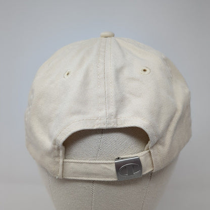Champion Slideback Hat Tan One Size Adjustable Embroidered Vented Holes 6 Panel