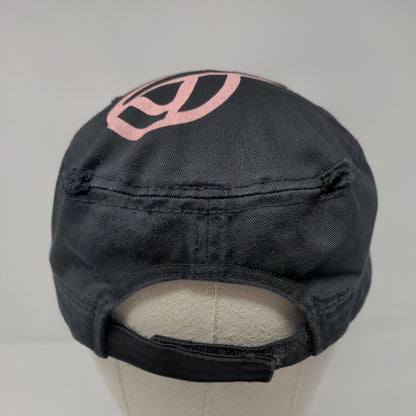 Pink Ribbon Rhinestone Strapback Army Hat Black One Size Pit Bull