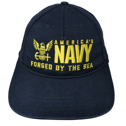 America's Navy Forged By The Sea Strapback Hat Blue One Size Adjustable