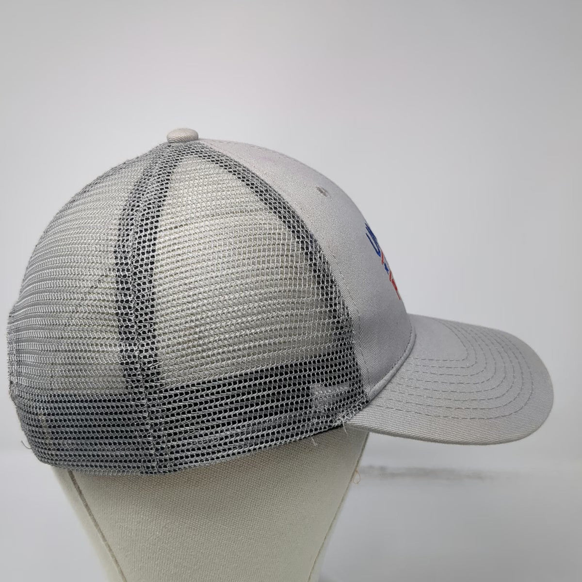 Gray Trucker Hat One Size Union Perks Embroidered Stars Mesh Back Snapback Logo