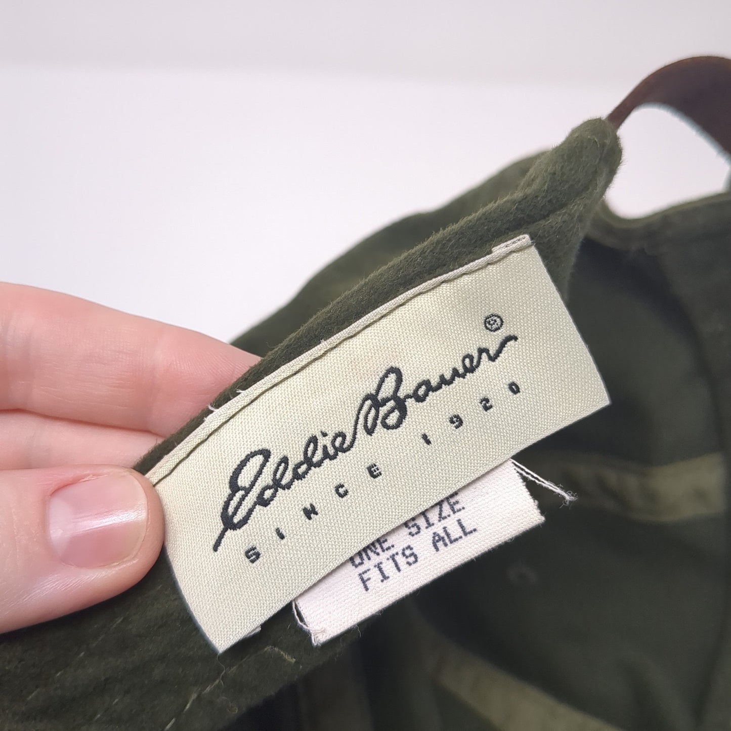 Eddie Bauer Slideback Hat Green One Size Adjustable Leather Strap