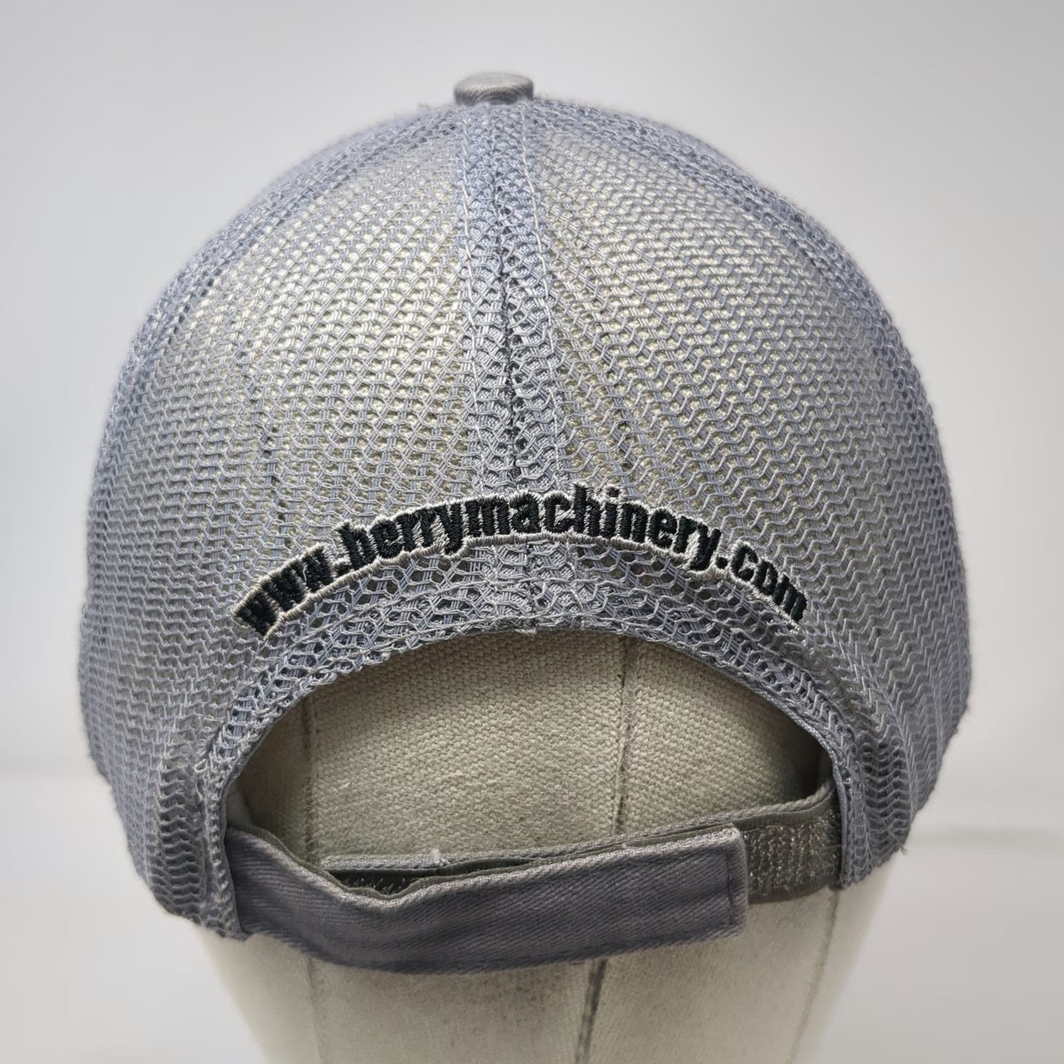 Crown Baseball Cap Gray Red White OSFM Mesh Back USA Flag Berry Machinery hat