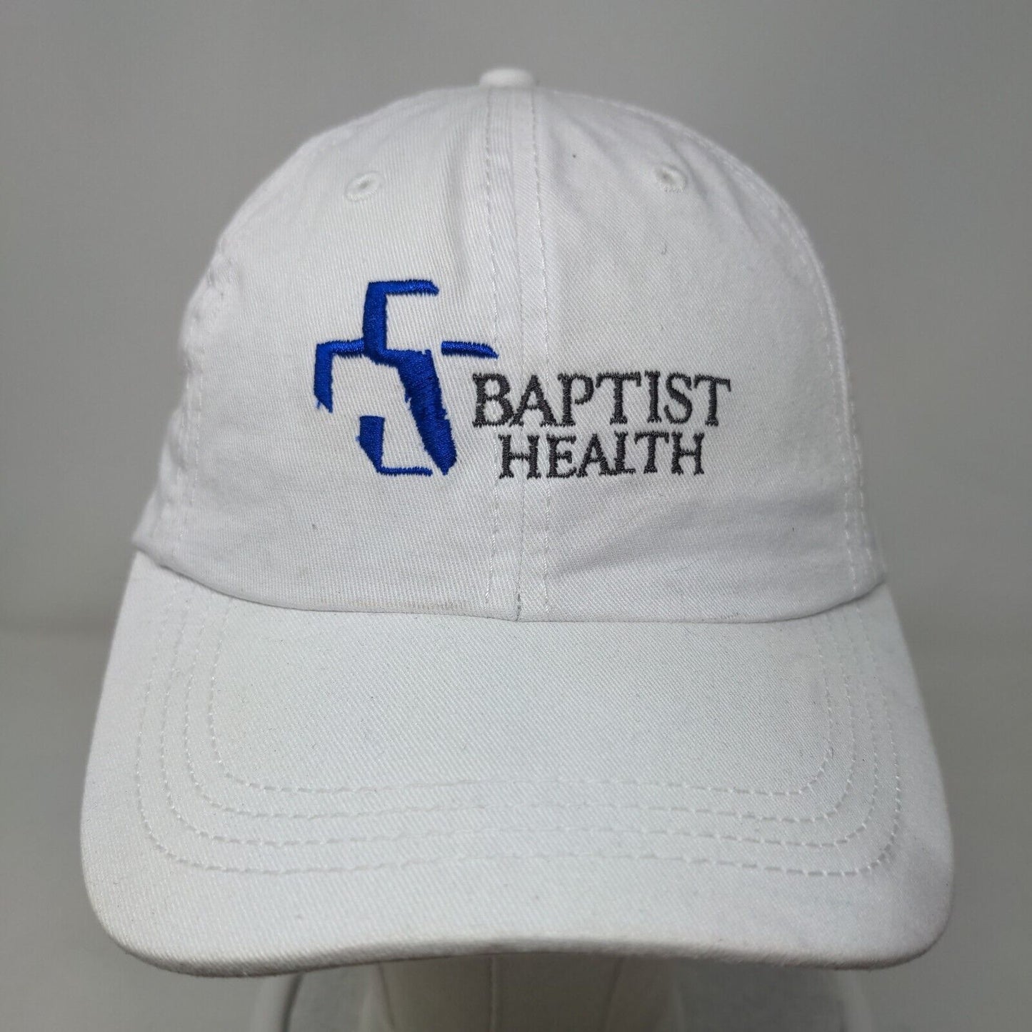 Baptist Health Slideback Hat White OSFA Embroidered Adjustable 6 Panel