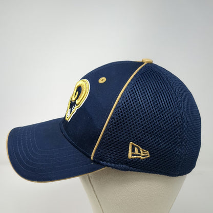 Los Angeles Rams NFL New Era Blue Cap M 39THIRTY Mesh Back Stretch Gold Hat Logo