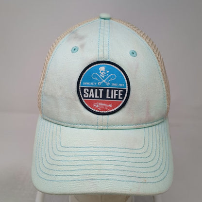 Salt Life Trucker Hat Blue One Size Mesh Snapback Fishing Logo Graphic Patch
