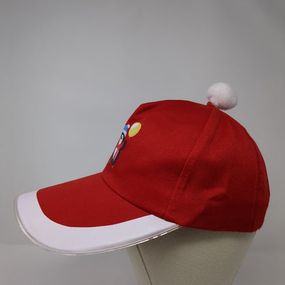 Penguin Christmas Sideback Hat Red One Size Adjustable Pom Pom 6 Panel