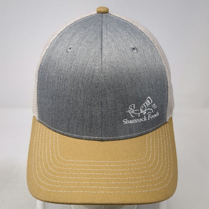 Fahrenheit Trucker Hat Gray Yellow One Size Shamrock Foods Logo Mesh Snapback