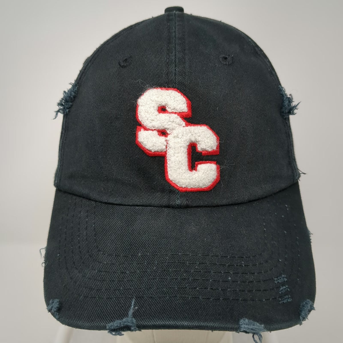 Head To Toe Baseball Cap Black One Size Chenille Patch Sport Clips Frayed Hat
