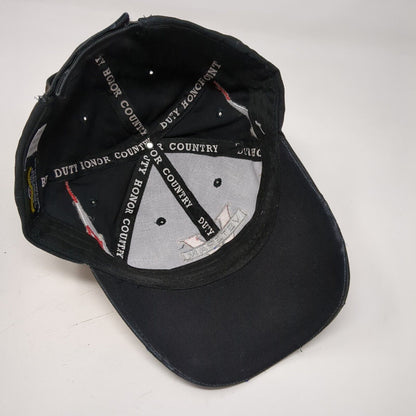 Veteran Proudly Served Strapback Hat Black OSFM Adjustable Embroidered