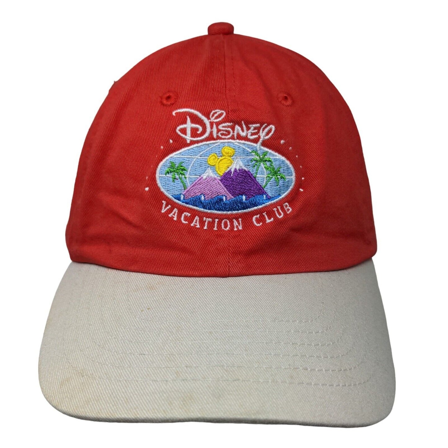 Disney Vacation Club Member Strapback Hat Red OSFA Adjustable Embroidered Cotton