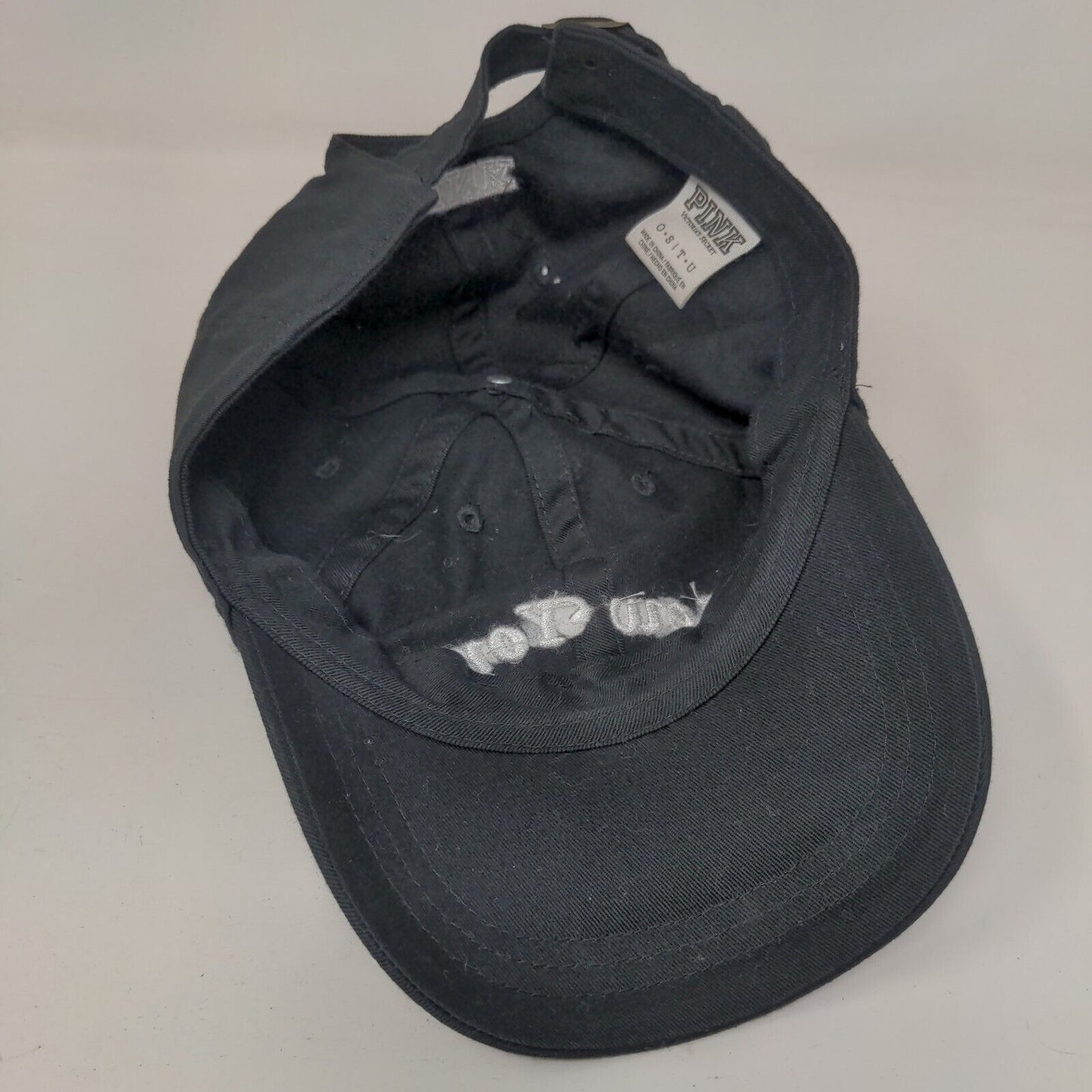 New York Slideback Hat Black One Size Embroidered Victoria's Secret PINK