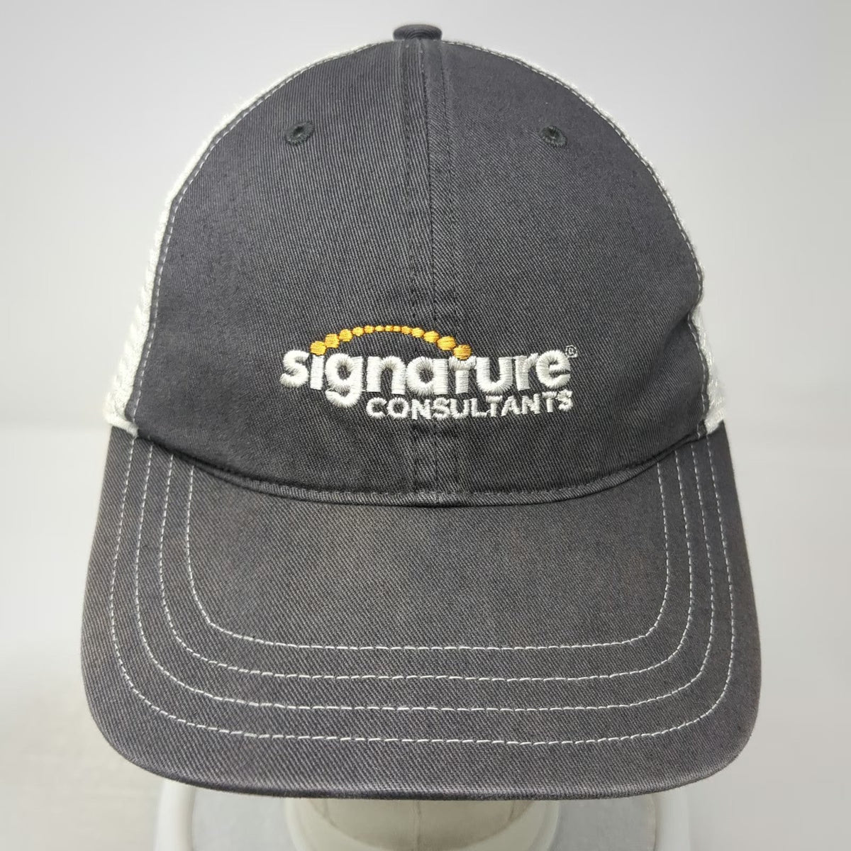 Richardson Trucker Hat Gray L Signature Consultants Mesh Snapback Curved Brim