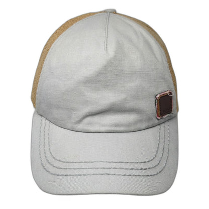 Roxy 5 Panel Gray Hat OSFM Woven Straw Back Floral Under Brim Strapback Patch