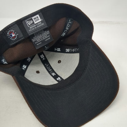San Diego Padres MLB New Era Cap Brown Yellow L 39THIRTY Stretch Fit Logo Hat