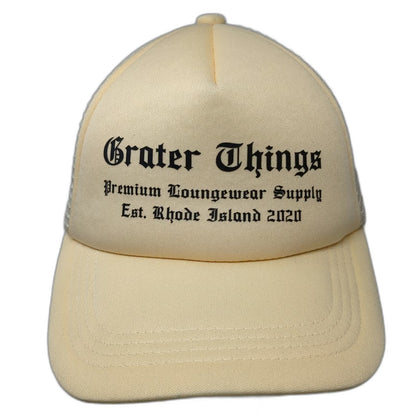 Grater Things Trucker Hat Beige One Size Rhode Island Snapback Mesh Back Hat