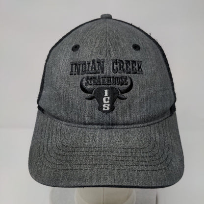 Indian Creek Steakhouse ICS Snapback Trucker Hat Gray OS Mesh Back Buck's Bag