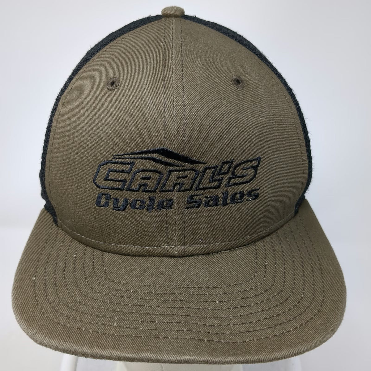 New Era Trucker Hat Brown Black One Size Carl's Cycle Sales Mesh Snapback 9FIFTY