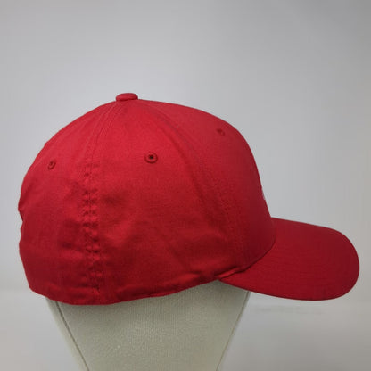 Flexfit Baseball Cap Red XL Consigli Construction Logo US Flag Patch Hat