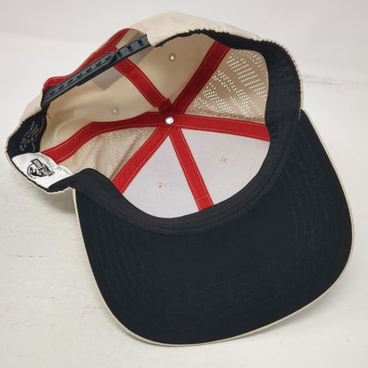 Jurassic Park T-Rex Logo Beige Snapback Hat One Size Laser Cut Performance Movie