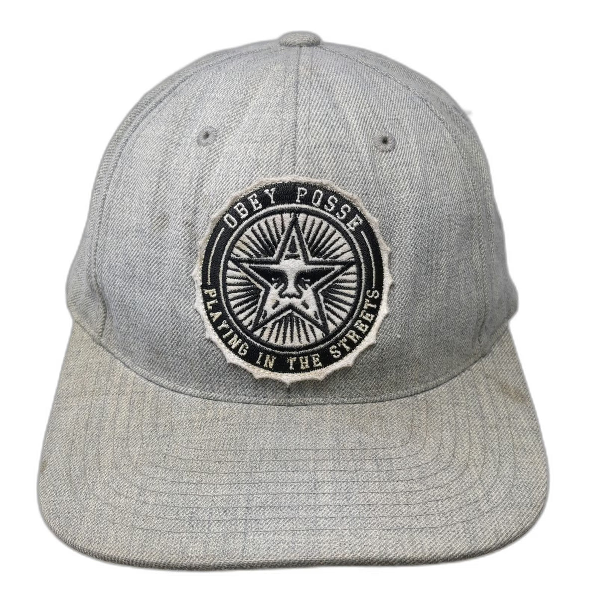 Obey Snapback Gray One Size Star Logo Patch Posse Playing In The Streets Hat