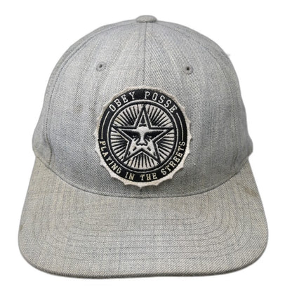 Obey Snapback Gray One Size Star Logo Patch Posse Playing In The Streets Hat