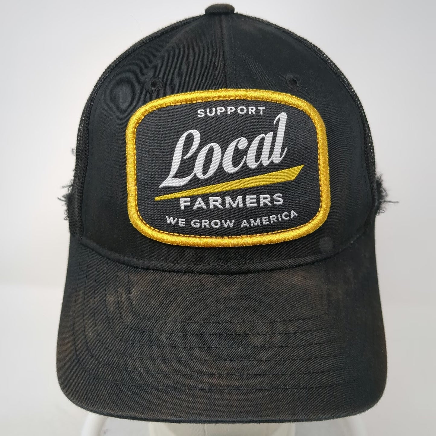 Rural Cloth Trucker Hat Black One Size Support Local Farmers Patch Snapback Mesh