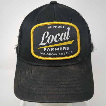 Rural Cloth Trucker Hat Black One Size Support Local Farmers Patch Snapback Mesh
