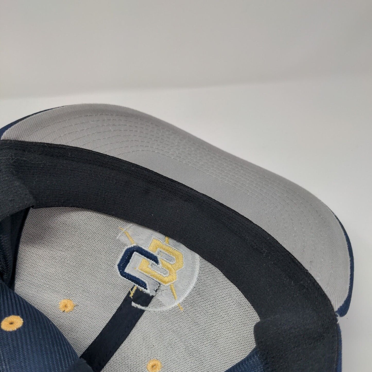 The Game Pro Fitted Hat Blue Large Embroidered Logo Solid Vent Holes
