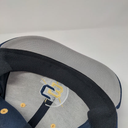 The Game Pro Fitted Hat Blue Large Embroidered Logo Solid Vent Holes