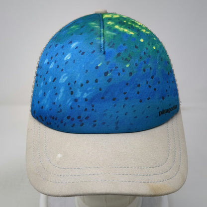 Patagonia Blue Trucker Hat One Size Mesh Snapback Fish Skin Graphic Pattern