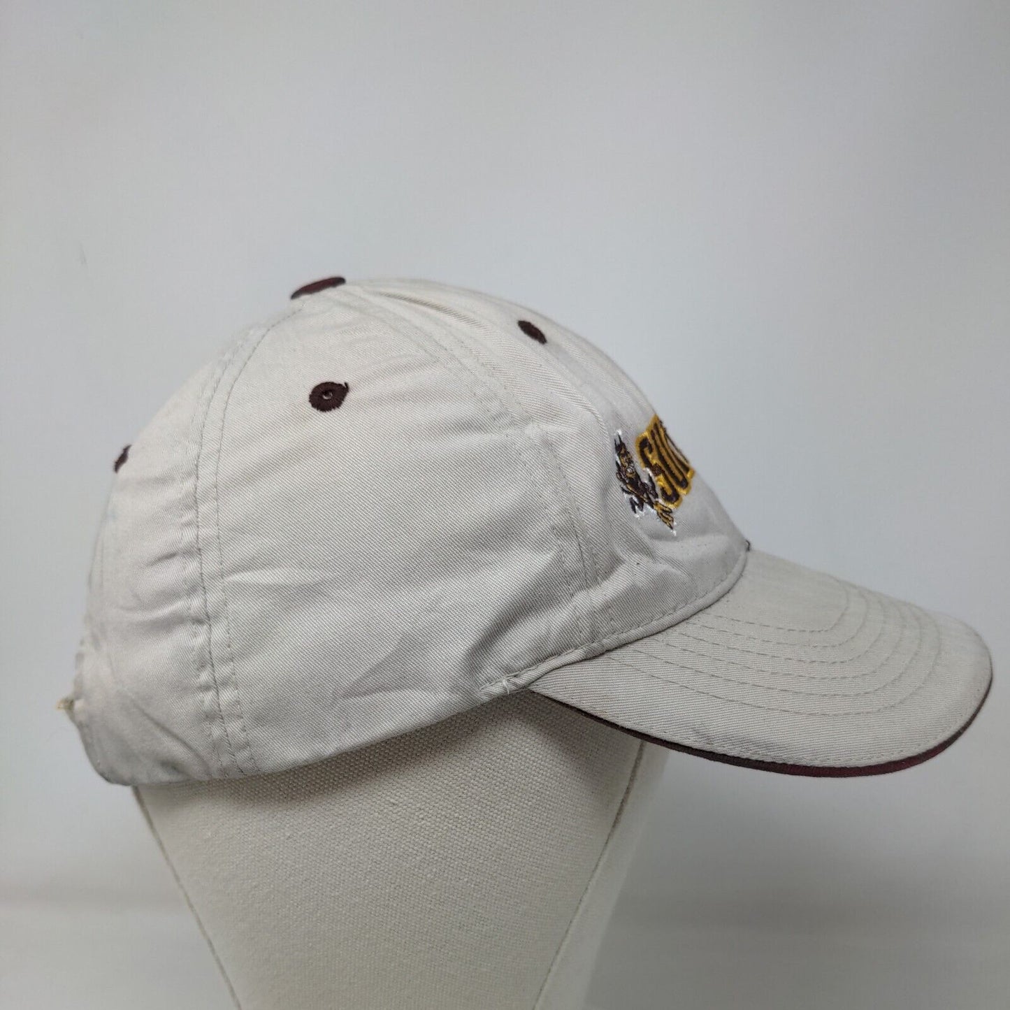 Captivating HeadGear Men's Strapback Hat Tan ASU Sun Devils Embroidered Logo