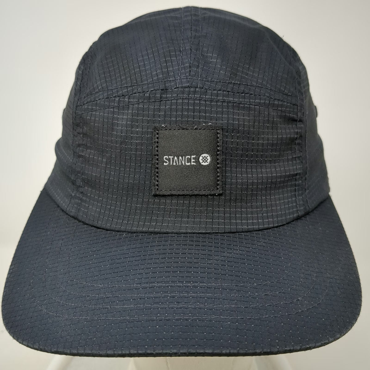 Stance 5 Panel Black One Size Hat Polyester Strapback Buckle Flat Brim Square