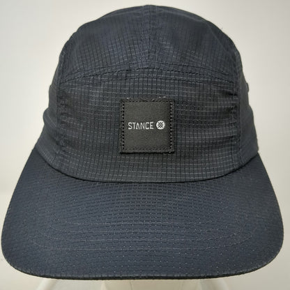 Stance 5 Panel Black One Size Hat Polyester Strapback Buckle Flat Brim Square