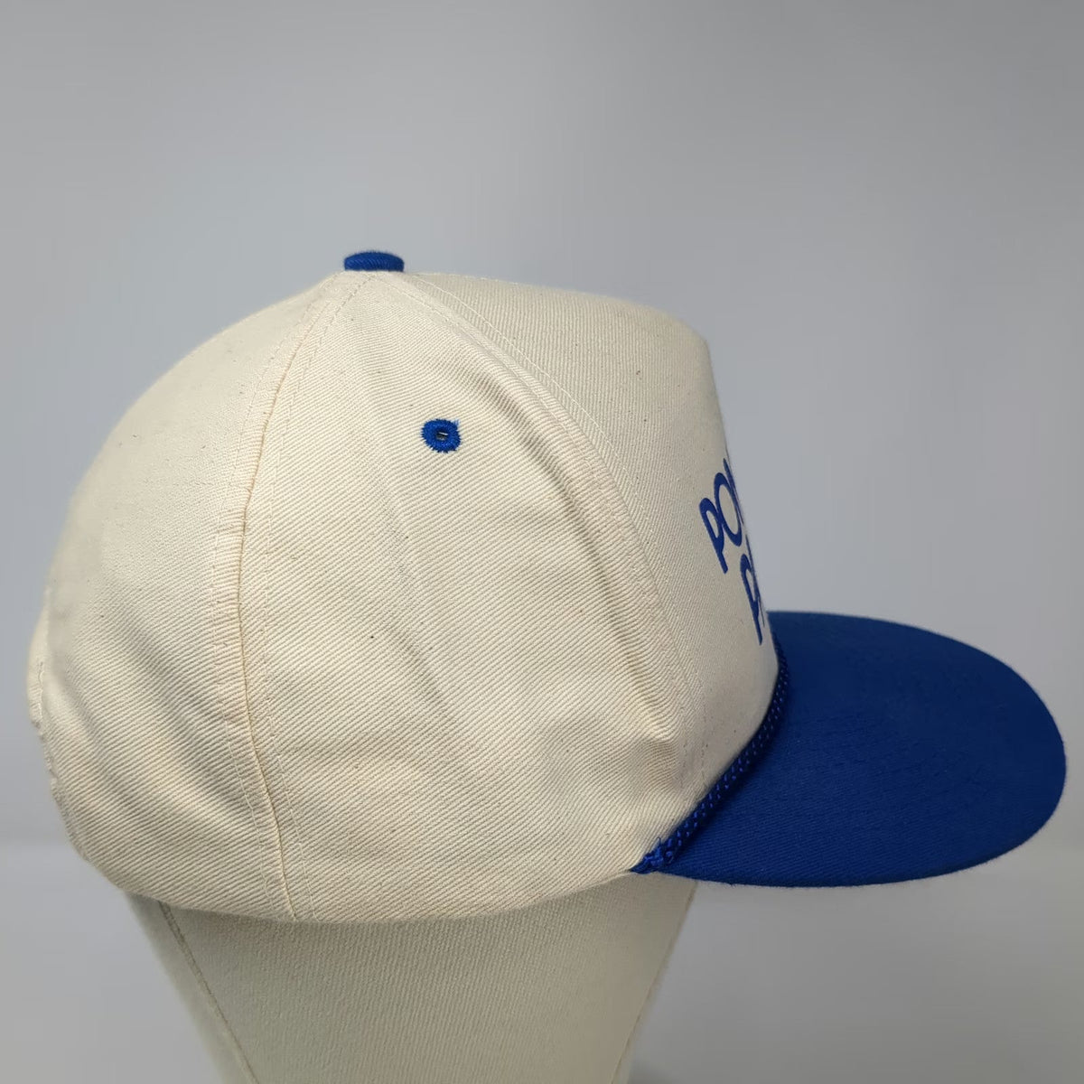 Mohr's Ponderosa Paint 5 Panel White Blue Snapback Hat One Size Braided Rope